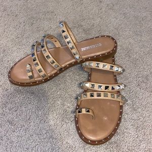 Tan studded sandals